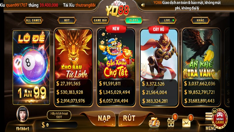 Giao diện thiết kế website Yo88 thao tác dễ dàng